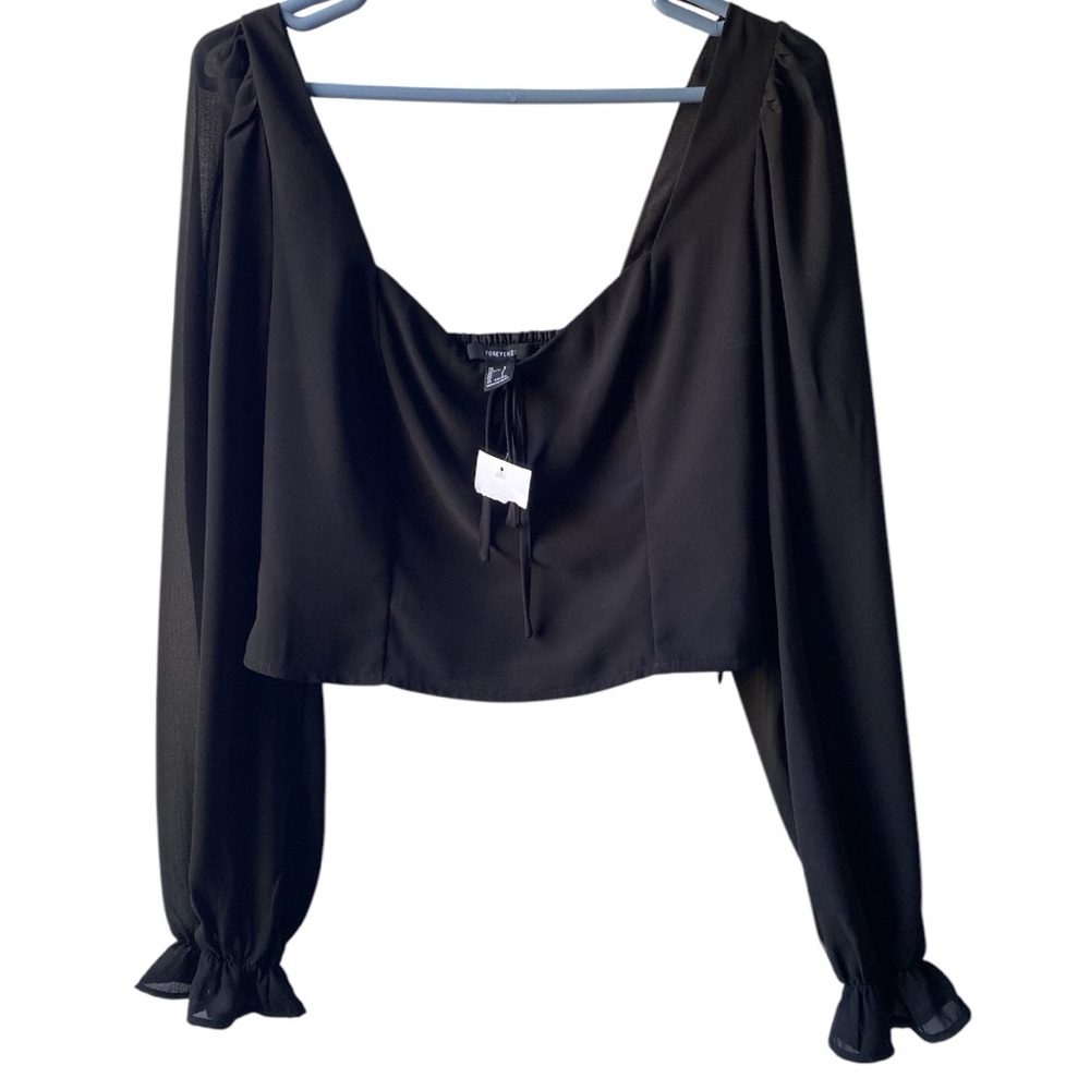 FOREVER 21 WOMEN’S BLACK CROPPED TOP SIZE L